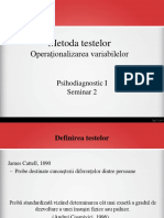 Metoda Testelor: Operaționalizarea Variabilelor