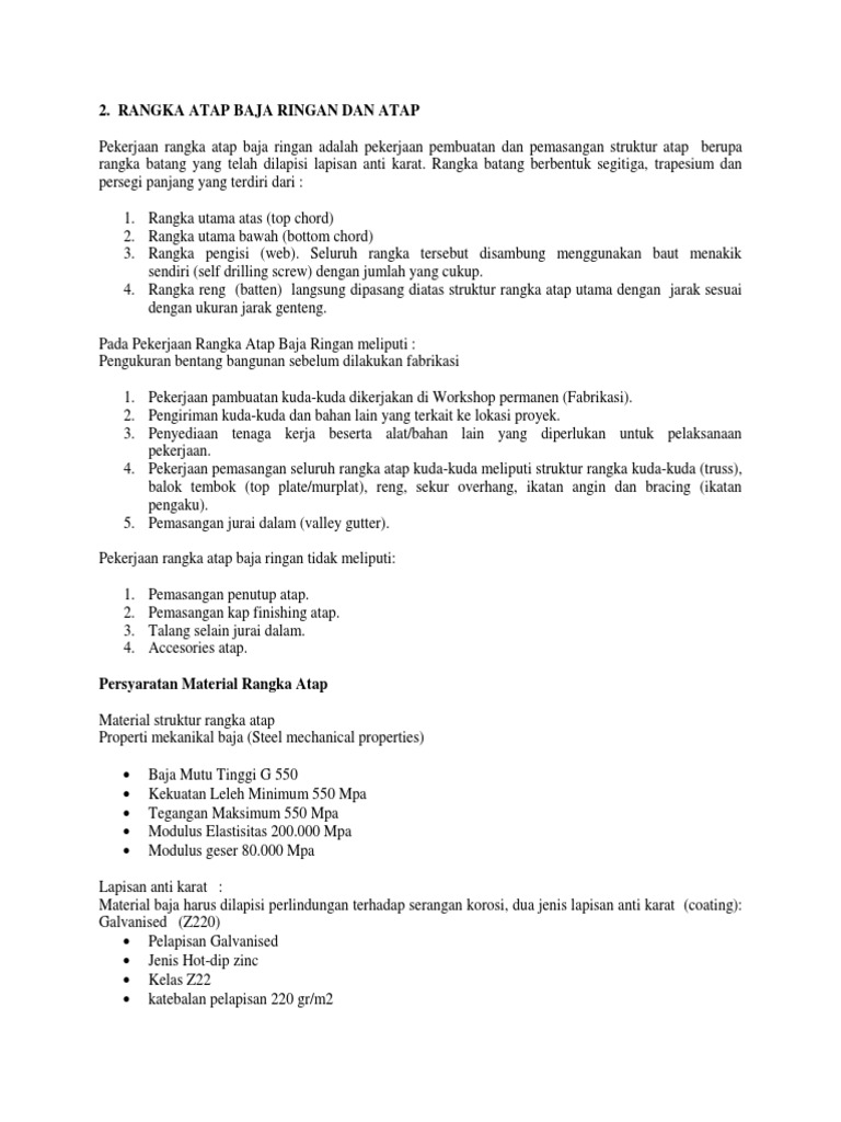 Spek Teknis Baja Ringan Spek Teknis Baja Ringan