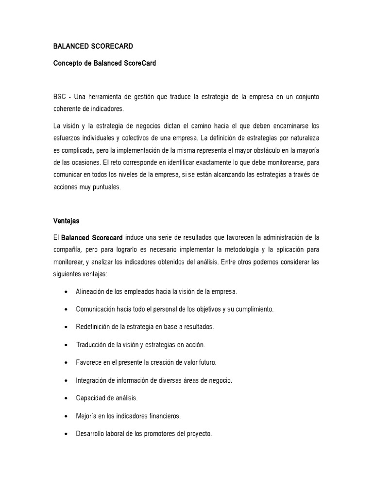 Balanced Scorecard | PDF | Ciencia cognitiva | Cognición