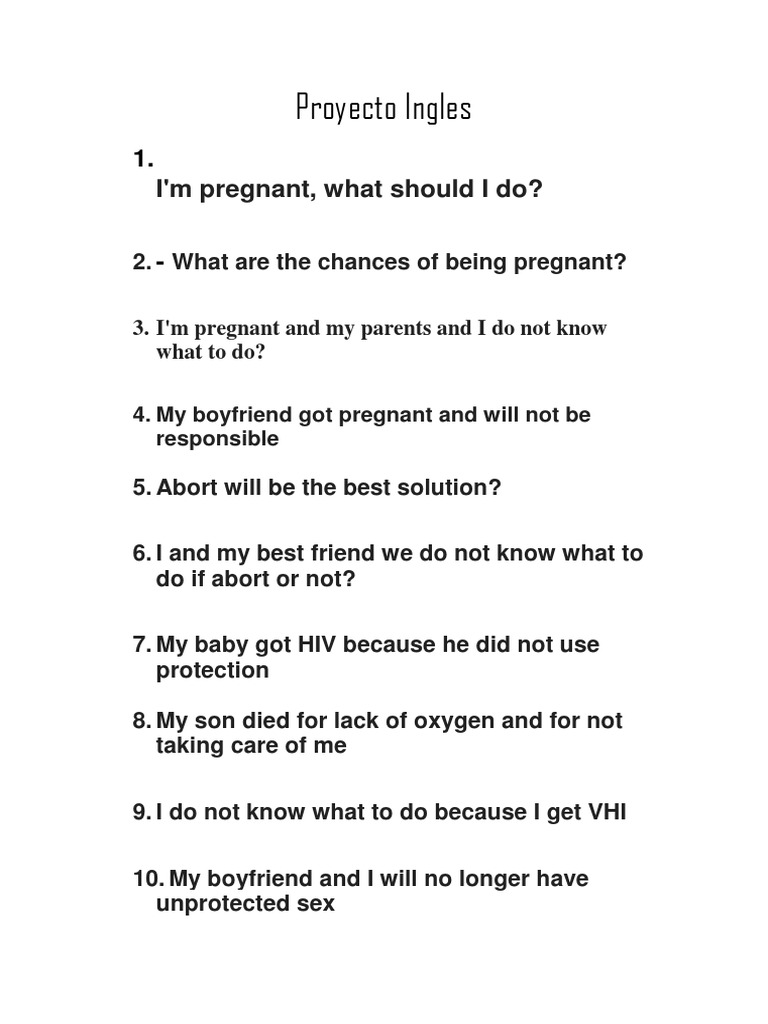 Proyecto Ingles I'm Pregnant, What Should I Do? PDF