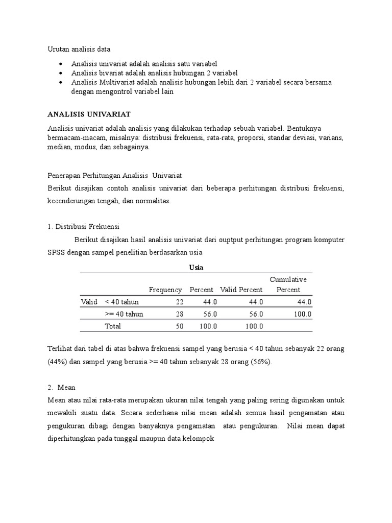 Analisis Data Univariat Bivariat Multivariat
