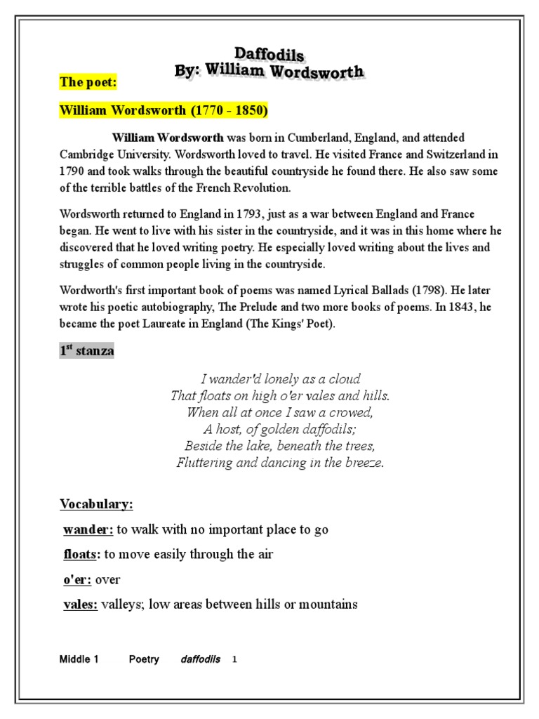 daffodils.doc William Wordsworth Poetry