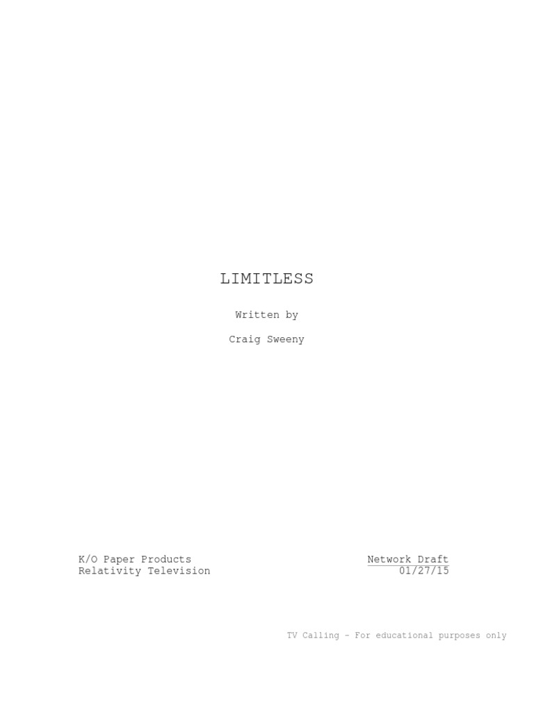 Limitless Pilot Script Draft 2015 | PDF