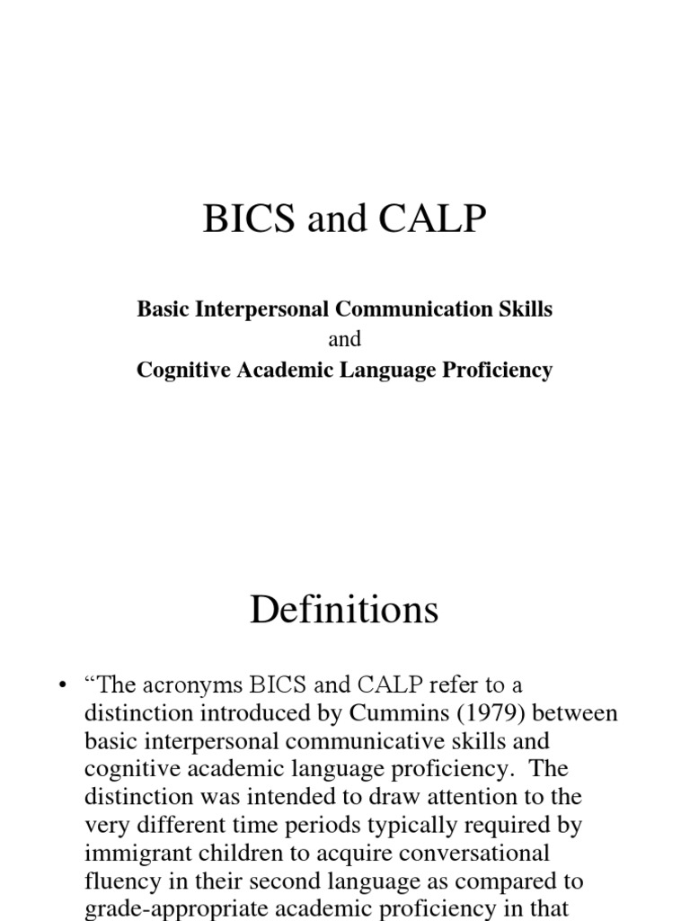 Bics and calp pdf first language interpersonal communication