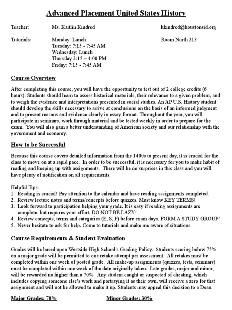 Kindred AP US Study Guide PDF Advanced Placement Test (Assessment)