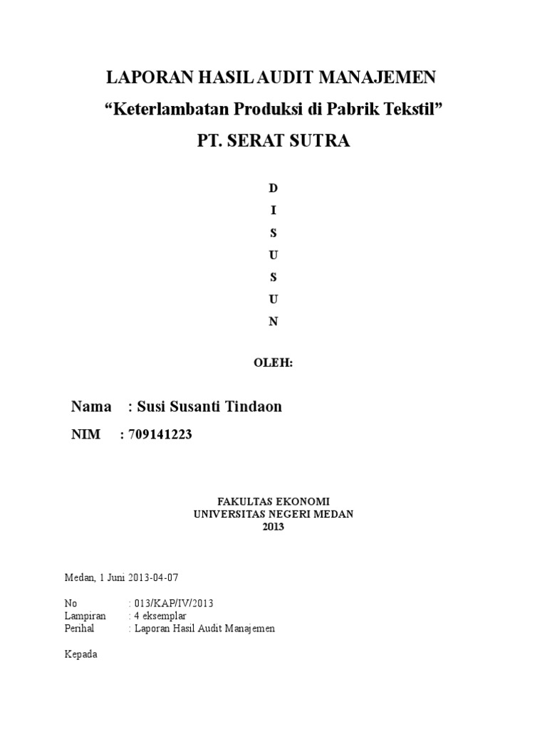 Contoh Laporan Hasil Audit Koperasi Seputar Laporan