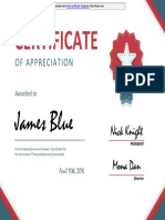 Sample of Certificates of Appreciation Template