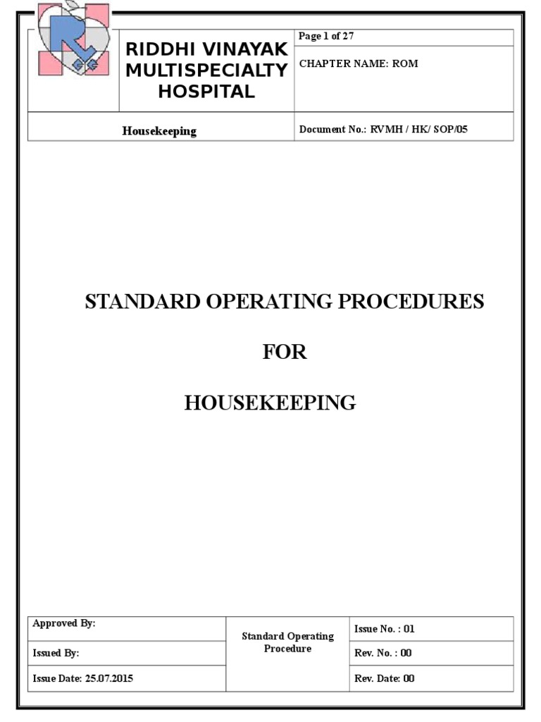 5 Housekeeping SOP PDF Housekeeping Hospital