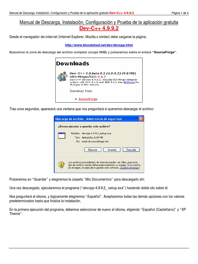 Manual de Instalación Dev-C++ 4.9.9.2 | PDF | Programa de computadora ...