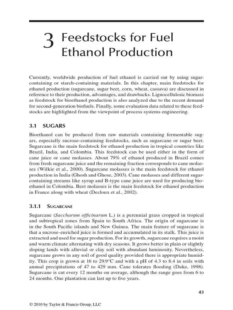 Chapter 3. Feedstocks For Fuel Ethanol Production | PDF | Sugarcane ...