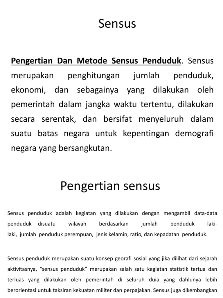 Pengertian Dan Metode Sensus Penduduk Sensus