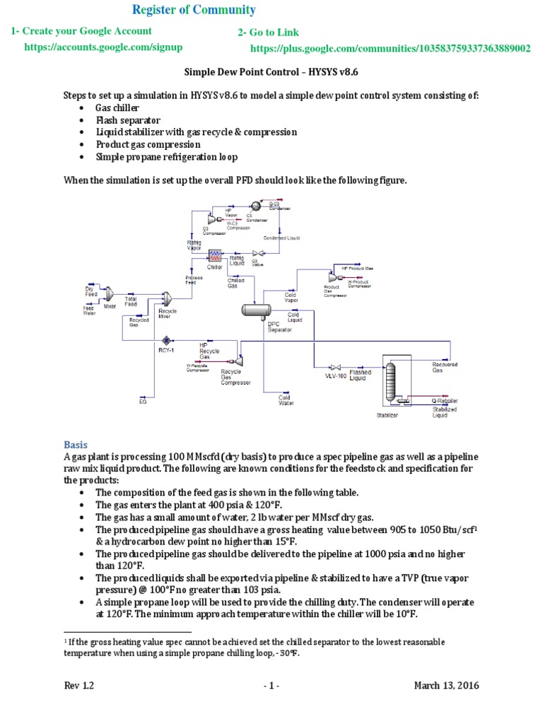 Simple Dew Point Control With Propane Loop For Chilling (HYSYS V8.6