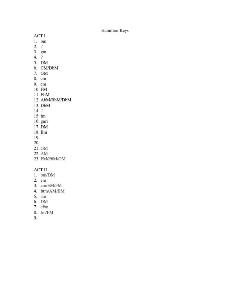 Hamilton Musical Key Changes Guide | PDF