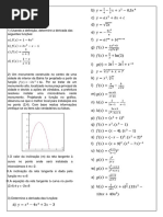 Lista Questões Derivadas - Cálculo 1