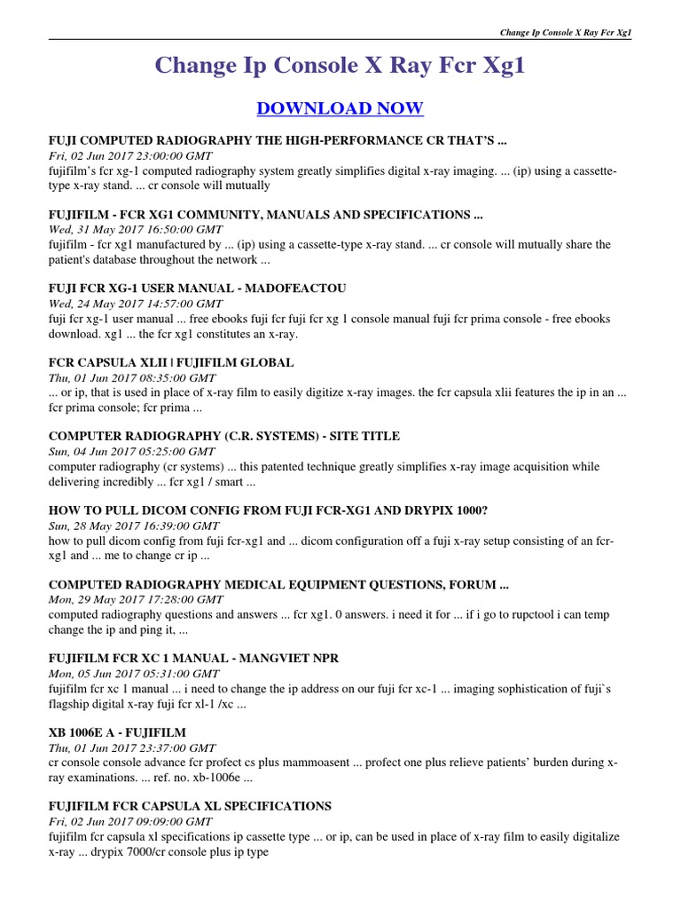 Change Ip Console X Ray Fcr Xg1 Medical Imaging Fujifilm