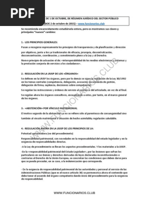Resumen Ley 40 2015 Del 1 De Octubre Regimen Juridico Sector