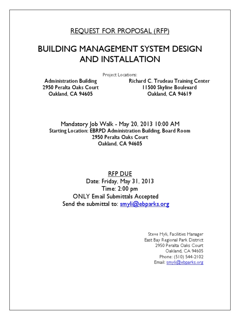 Building Management System Design and Installation: Request For ...