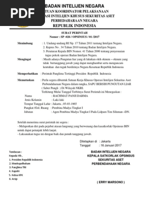 Kop Surat Badan Intelijen Negara - Contoh Kop Surat
