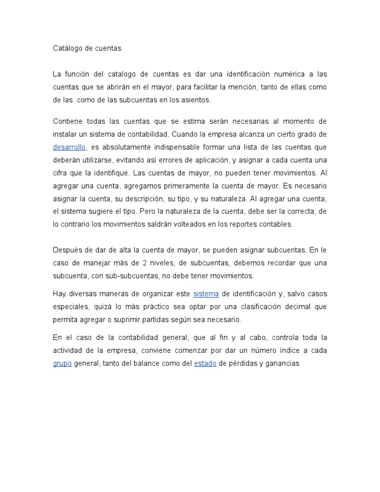 Catálogo de Cuentas | PDF | Negocios | Finanzas y dinero