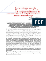 Una breve reflexión sobre la publicación de una foto que afecta la sensibilidad, por parte del Director de Comunicación de la Subgobernación de Yacuiba Wilder Crespo