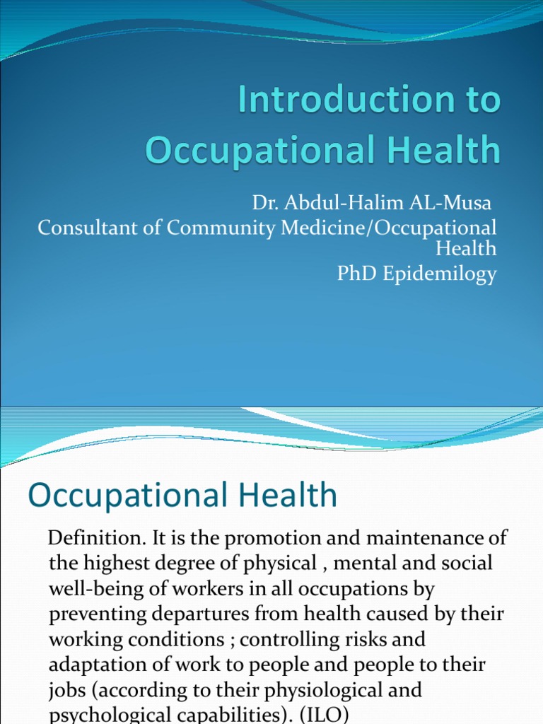 Introduction To Occupational Health PDF Occupational Safety And