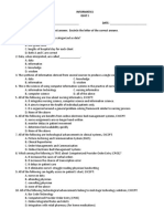 Informatics Quiz 1 NAME: - DATE: - I. Multiple Choice. Choose The Best Answer. Encircle The Letter of The Correct Answer