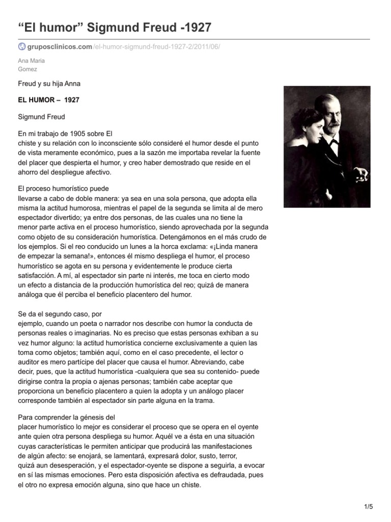 El Humor Según Freud (1927) | PDF | Humor | Carné de identidad