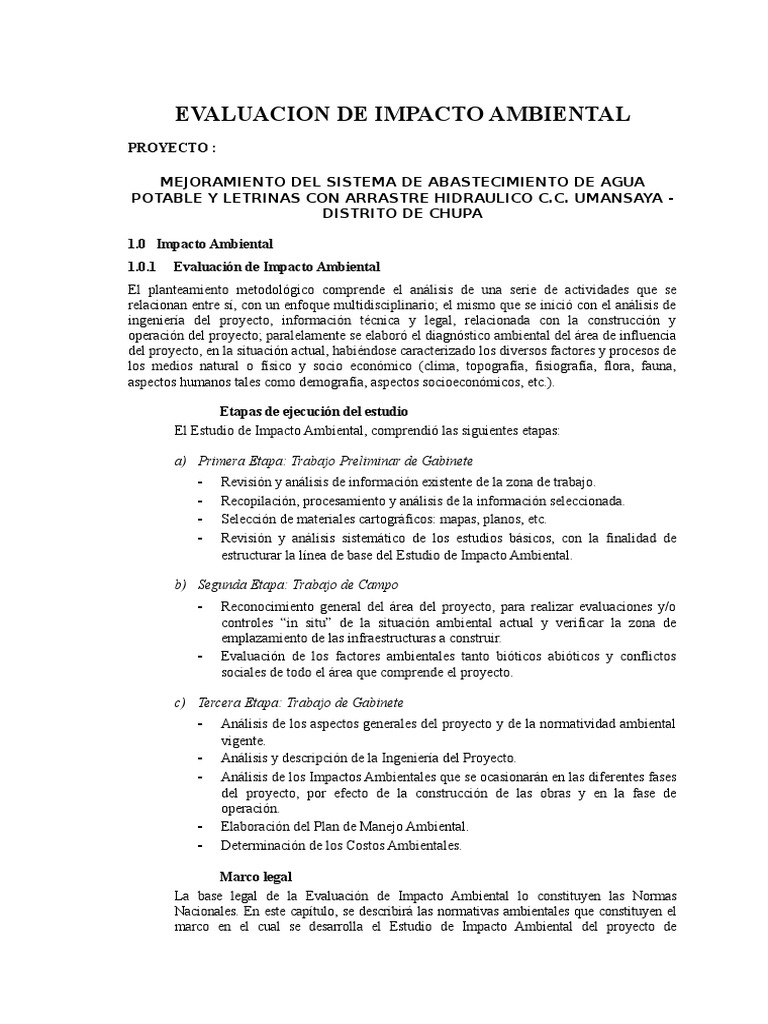 Evaluación de Impacto Ambiental en Chupa | PDF | Evaluación de impacto ...