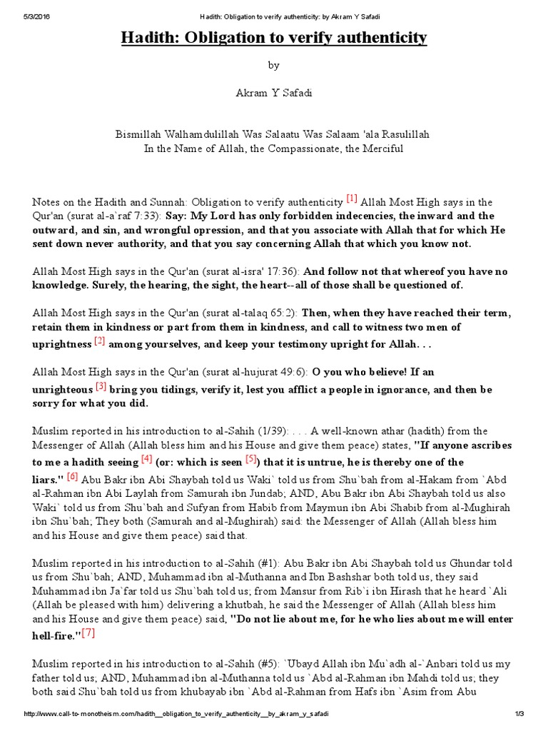 Verifying Hadith Authenticity | PDF | Muhammad | Islamic Theology