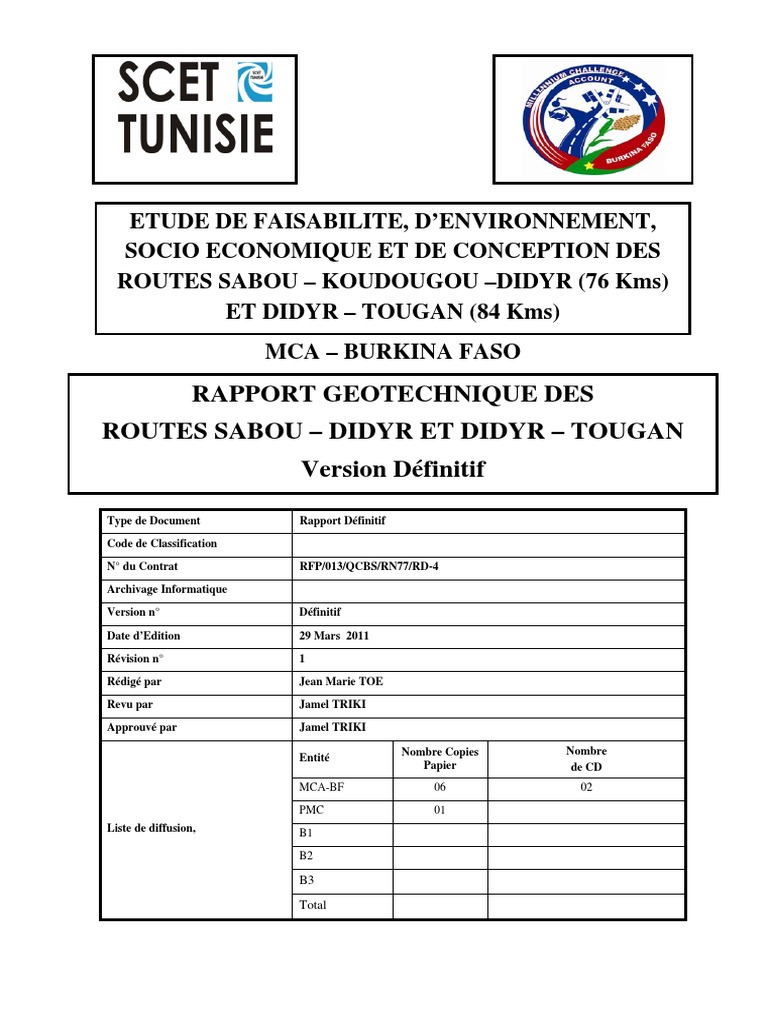 Rapport Geotechnique  Carrière (géologie)  Sol (pédologie)