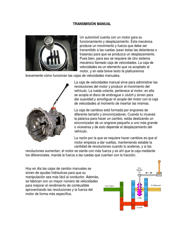 Transmisión Manual Pdf Transmisión Mecánica Embrague