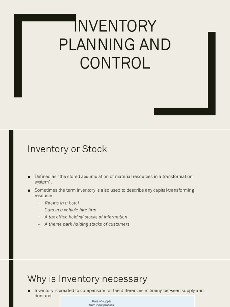 Inventory Planning and Control Overview | PDF | Inventory | Production ...