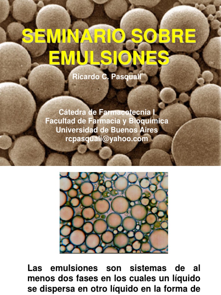 Emulsiones PDF | PDF | Emulsión | Tensioactivo
