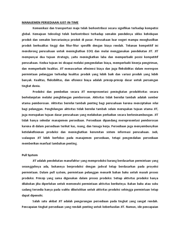 Manajemen Persediaan Jit | PDF | Bisnis | Pengelolaan Keuangan & Uang