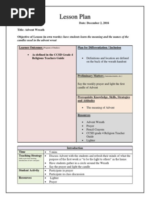 advent wreath lesson plan