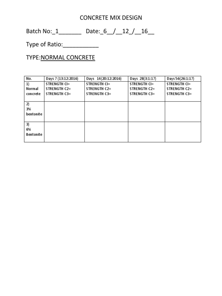 Concrete Mix Design for Normal Concrete | PDF | Technology & Engineering