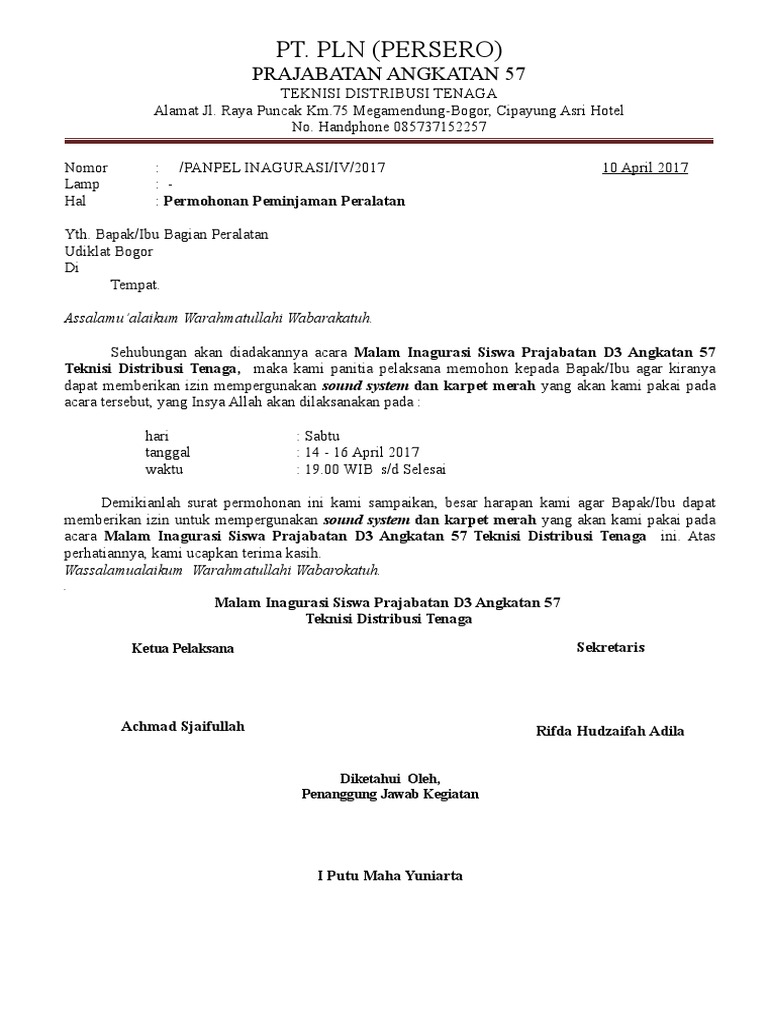 Surat Peminjaman Sound