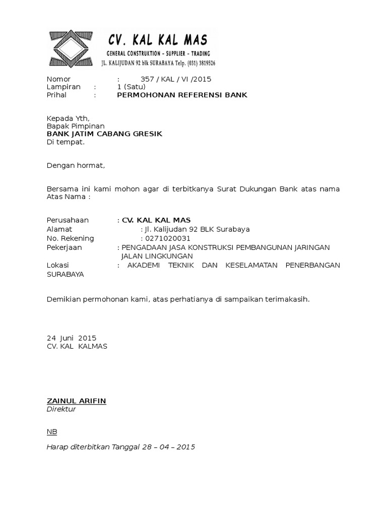 Dokumen Tips Contoh Permohonan Referensi Bank 55f5f3c460b20 Doc