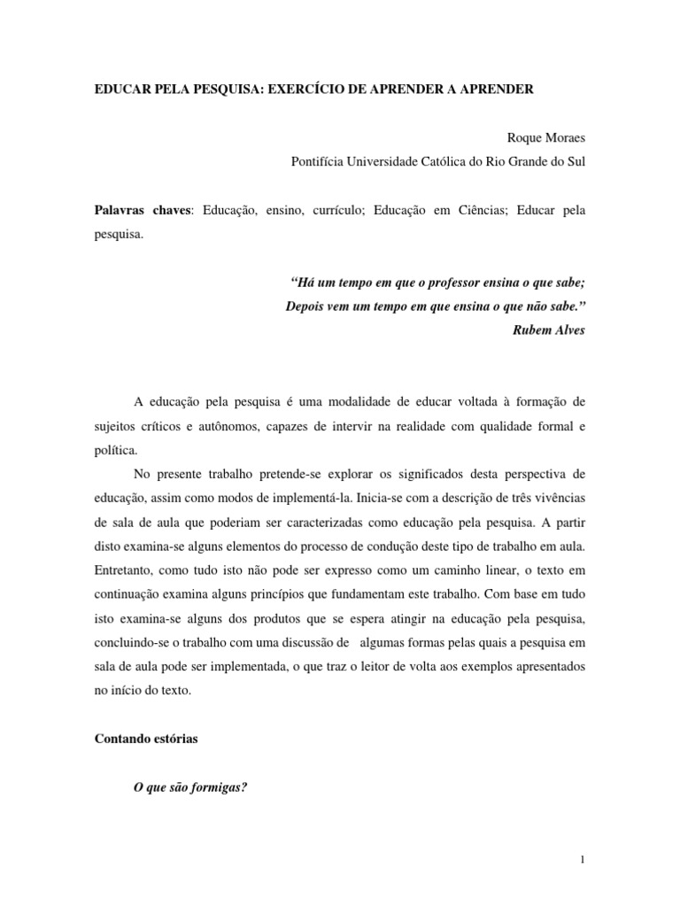 Educação pela Pesquisa em Sala de Aula | PDF | Aprendizado | Teoria