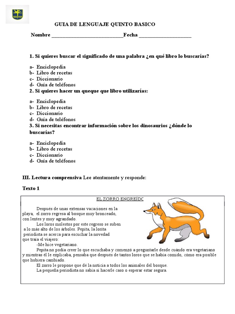 Guía de Lenguaje Quinto Básico | PDF | Objeto volador no identificado ...
