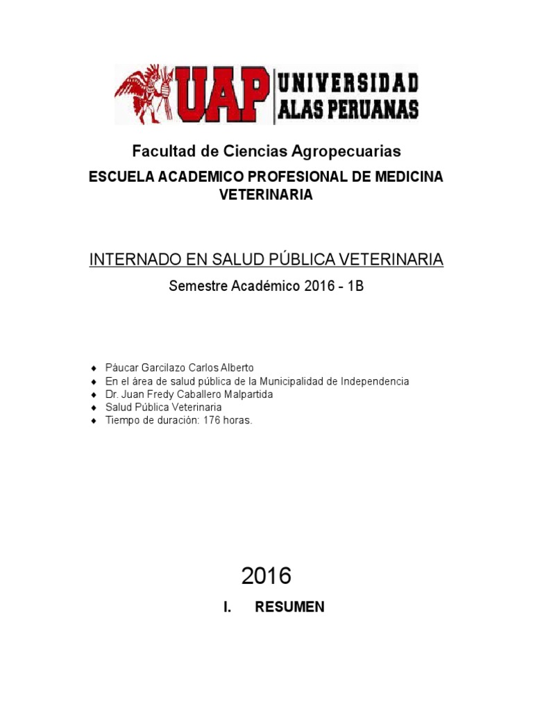 Internado en Salud Pública Veterinaria | PDF | Mascota | Medicina ...