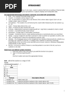 Spreadsheet