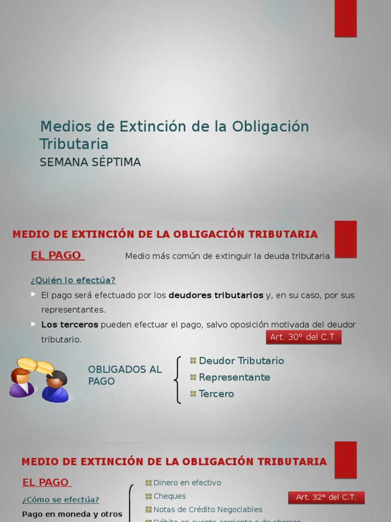 Medios de Extinción de Obligaciones Tributarias | PDF | Estatuto de ...