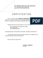 Certificate of HAULING CERTIFICATE