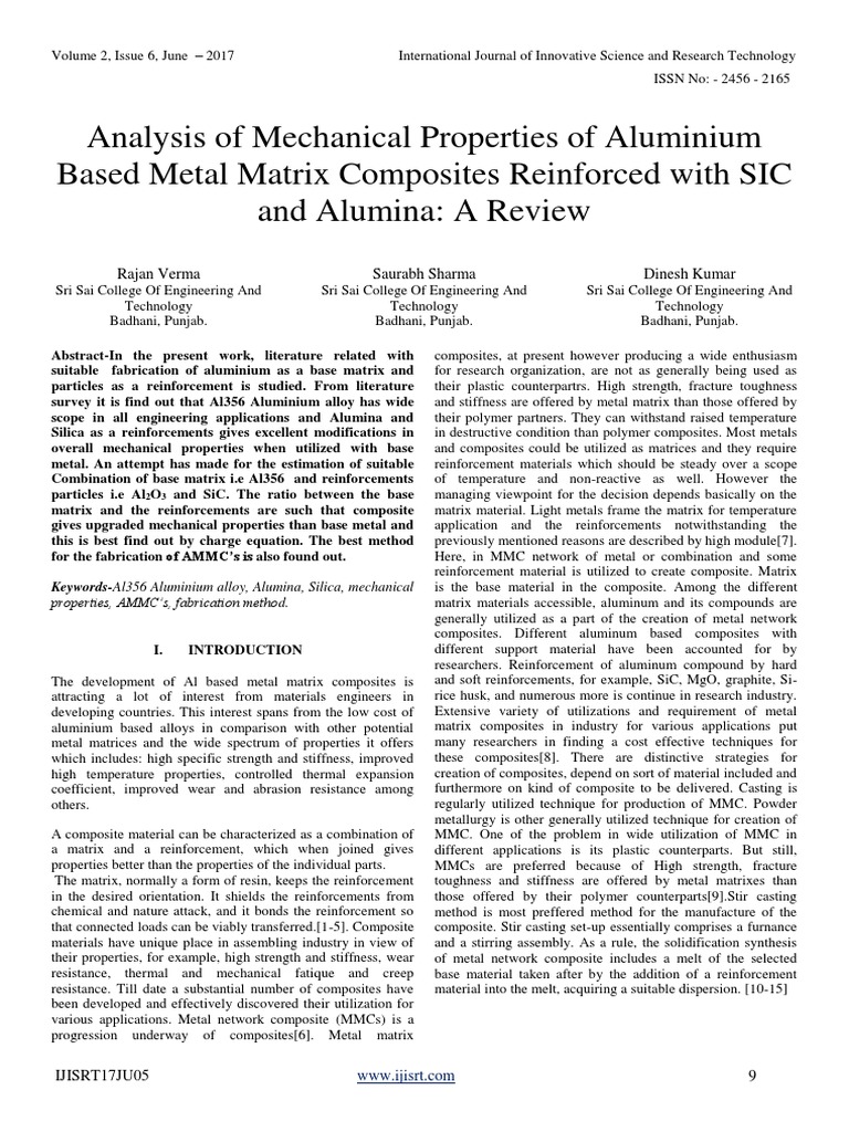 Analysis of Mechanical Properties of Aluminium Based Metal Matrix ...
