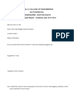 (Autonomous) CHOWDAVARM:: GUNTUR-522019 Anti-Ragging Squad Report - Academic Year 2013-2014