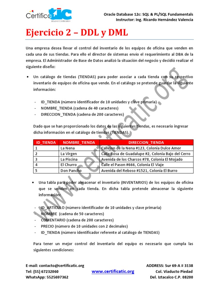 Ejercicio 2 DDL y DML Resolución | PDF | SQL | Tabla (base de datos)