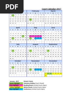 Court Calendar 2017