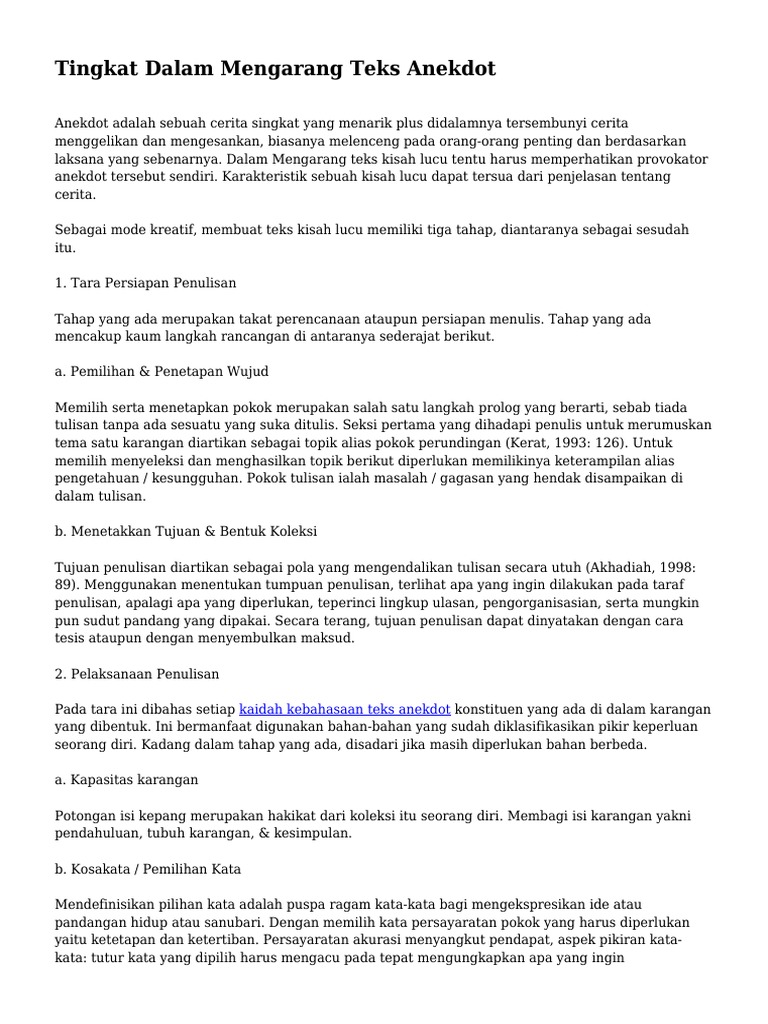 Tingkat Dalam Mengarang Teks Anekdot Tingkat Dalam Mengarang Teks Anekdot