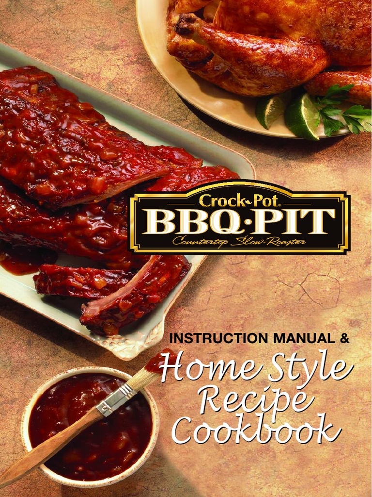 Crock-Pot BBQ Pit Deluxe Slow Cooker w/Rib Rack & Recipe Book 